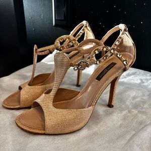 Louis Vuitton Gold Strappy Heels